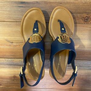 Tommy Hilfiger navy cork wedge sandals